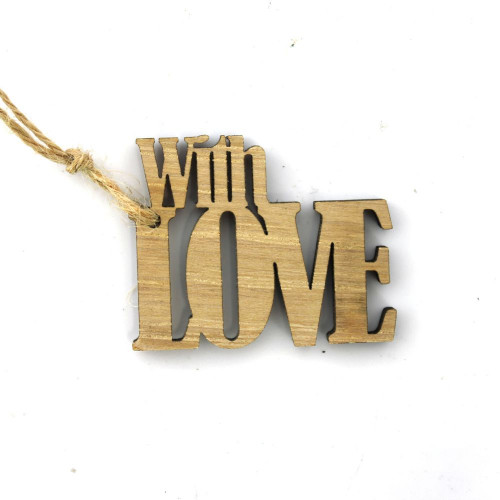 White background image of With Love Wooden Gift Topper handmade by The Chuckling Cheese Company