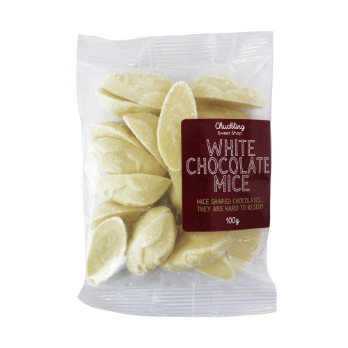 100g bag of White Chocolate Mice by Chuckling Sweet Shop