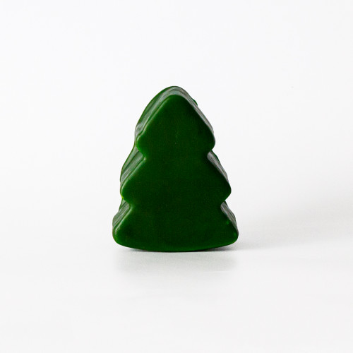 White background image of the christmas tree cheddar cheese truckle in the flavour of vintage cheddar by The Chuckling Cheese Company new for Christmas 2022.