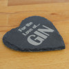 “For The Love of Gin” Engraved Heart-Shaped Slate Coaster